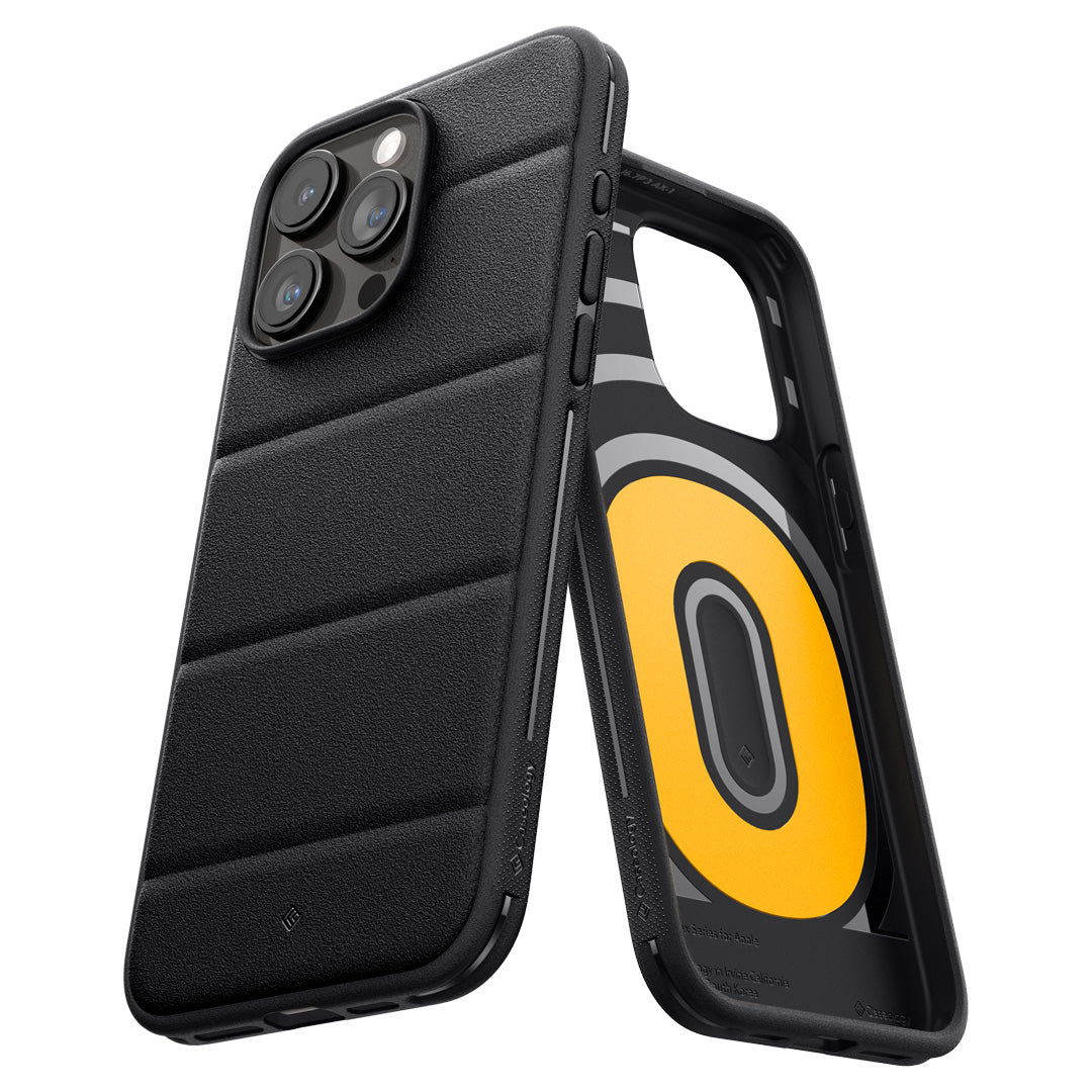 ACS06623 - iPhone 15 Pro Max Case Athlex in black color showing the back and inside of the case