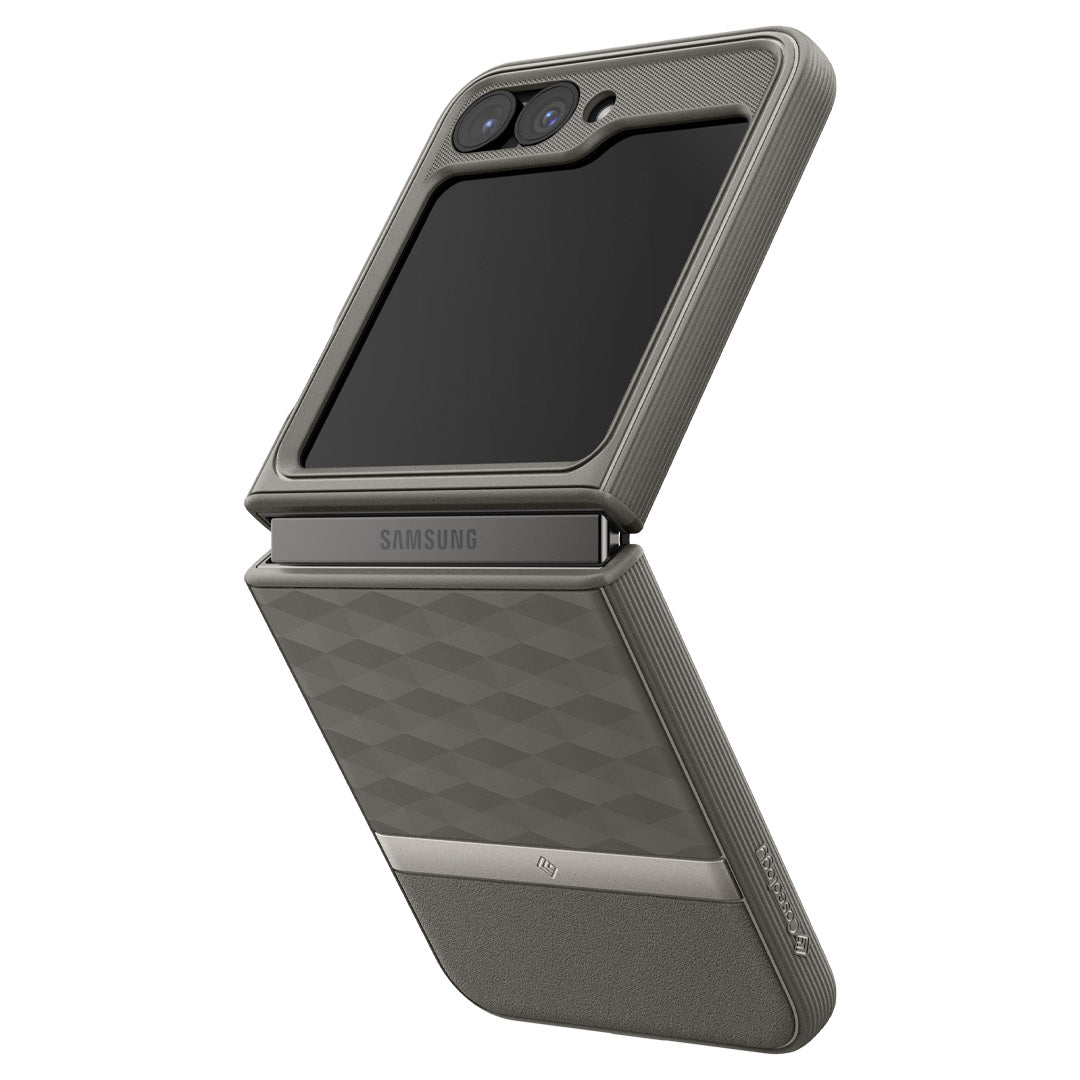 ACS07854 - Galaxy Z Flip 6 Case Parallax in ash gray showing the side and back