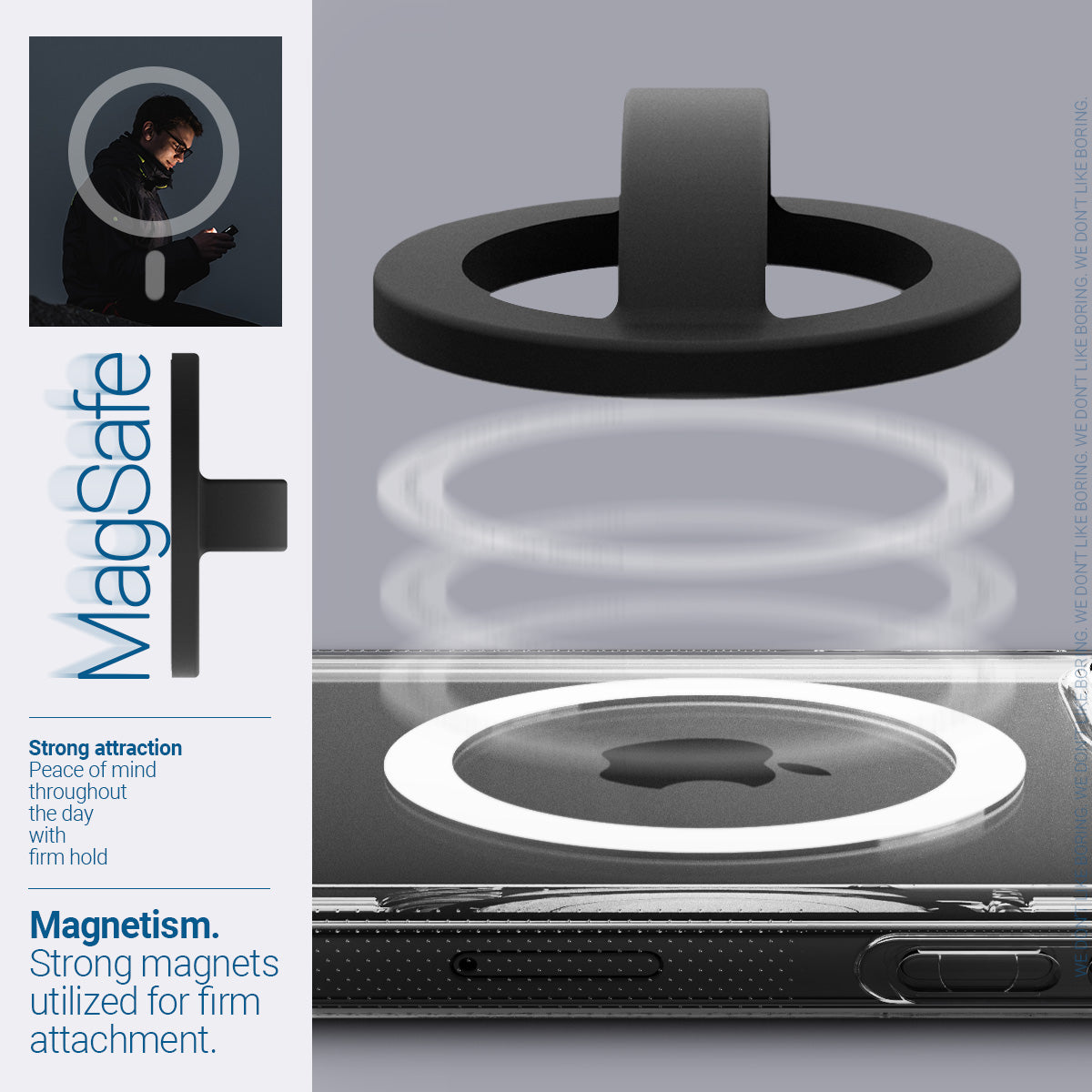 AFA07060 - MagSafe Silicone Phone Holder in black color - Magnetism. Strong magnets utilized for firm attachment.