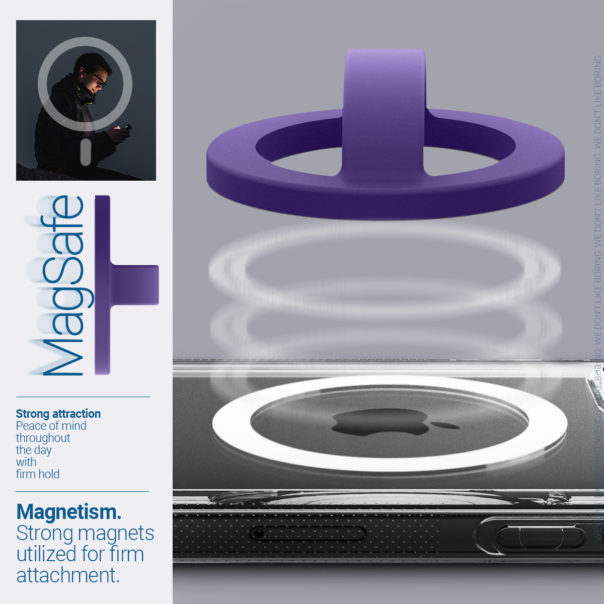 AFA07061 - MagSafe Silicone Phone Holder in purple color - Magnetism. Strong magnets utilized for firm attachment.