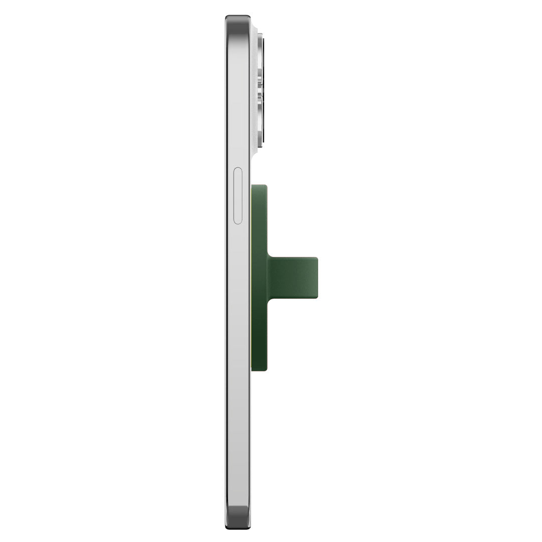 AFA07062 - MagSafe Silicone Phone Holder in green color on the phone showing the side