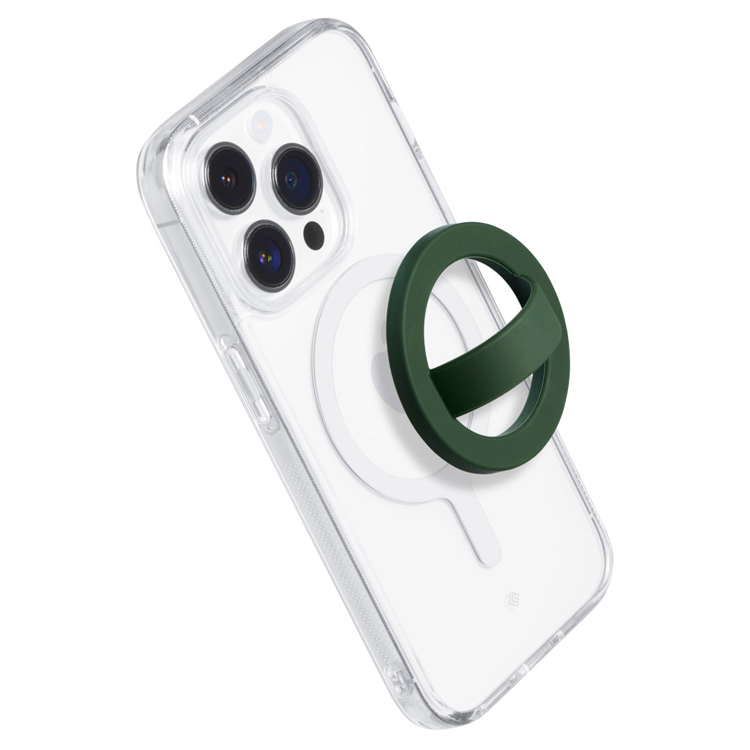 AFA07062 - MagSafe Silicone Phone Holder in green color next to a phone