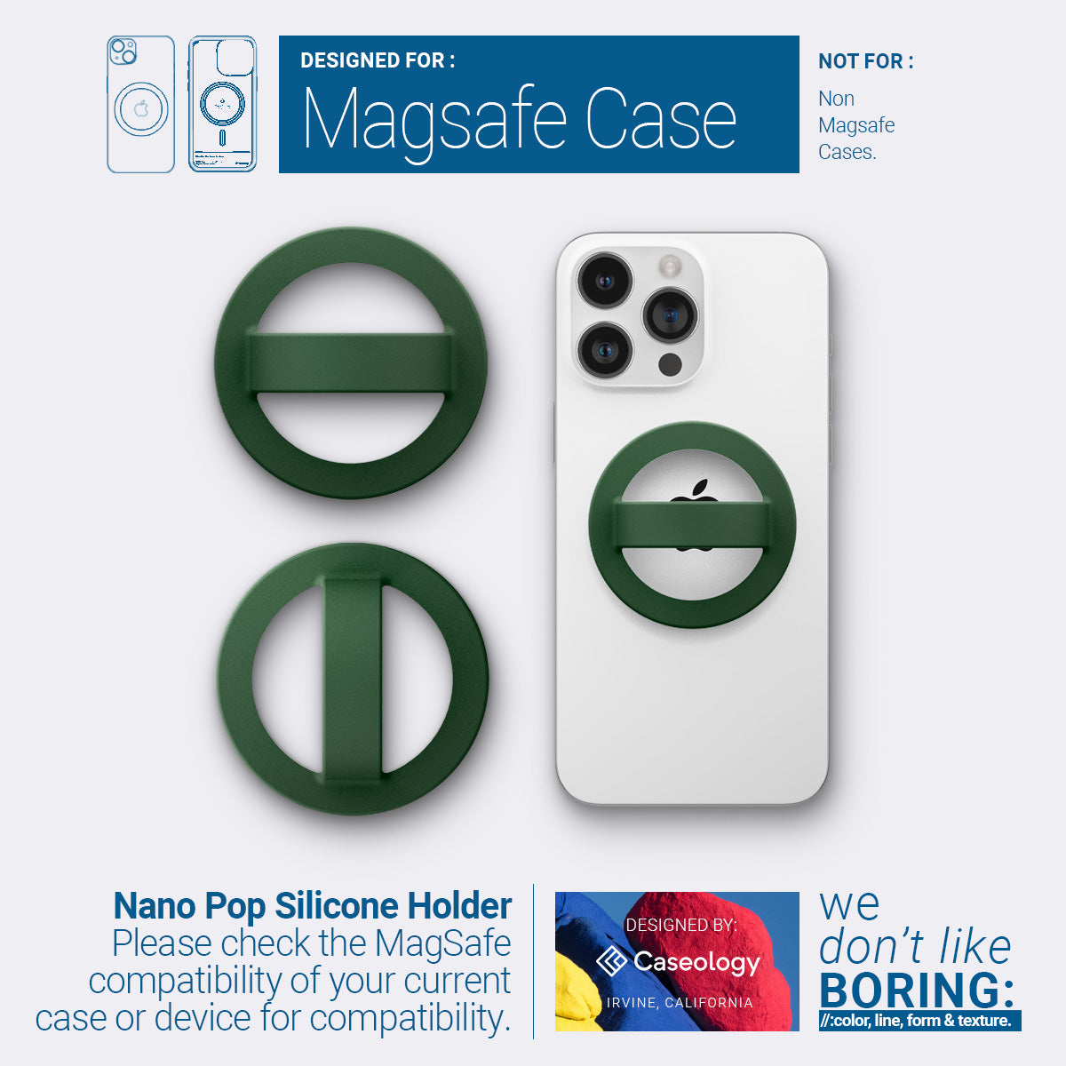 AFA07062 - MagSafe Silicone Phone Holder in green color - compatibility