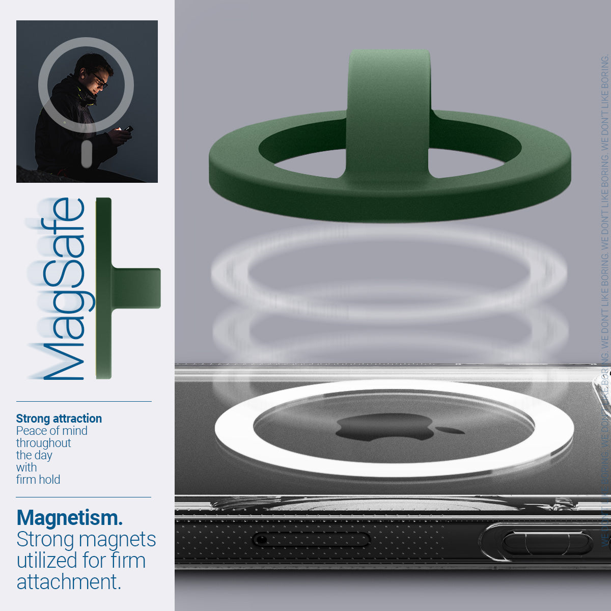 AFA07062 - MagSafe Silicone Phone Holder in green color - Magnetism. Strong magnets utilized for firm attachment.