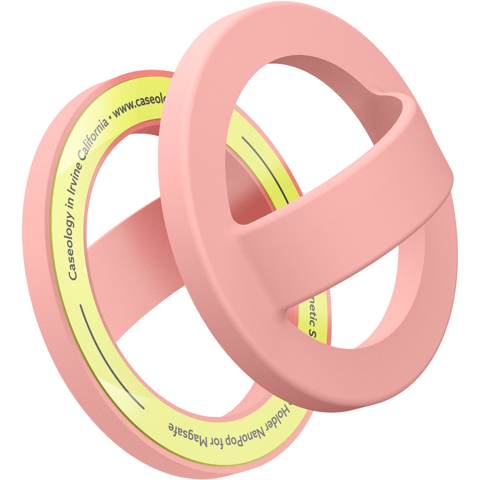 AFA07063 - MagSafe Silicone Phone Holder in pink color showing the front and back