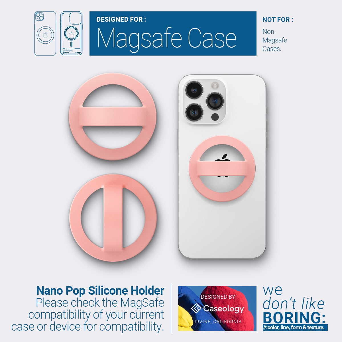 AFA07063 - MagSafe Silicone Phone Holder in pink color - compatibility