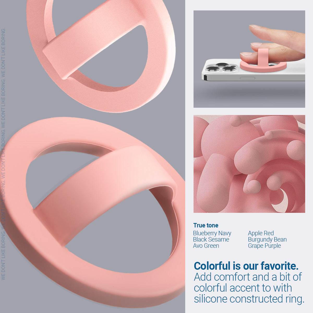 AFA07063 - MagSafe Silicone Phone Holder in pink color - color is our favorite. Add comfort and a bit of colorful accent with silicone constructed ring.