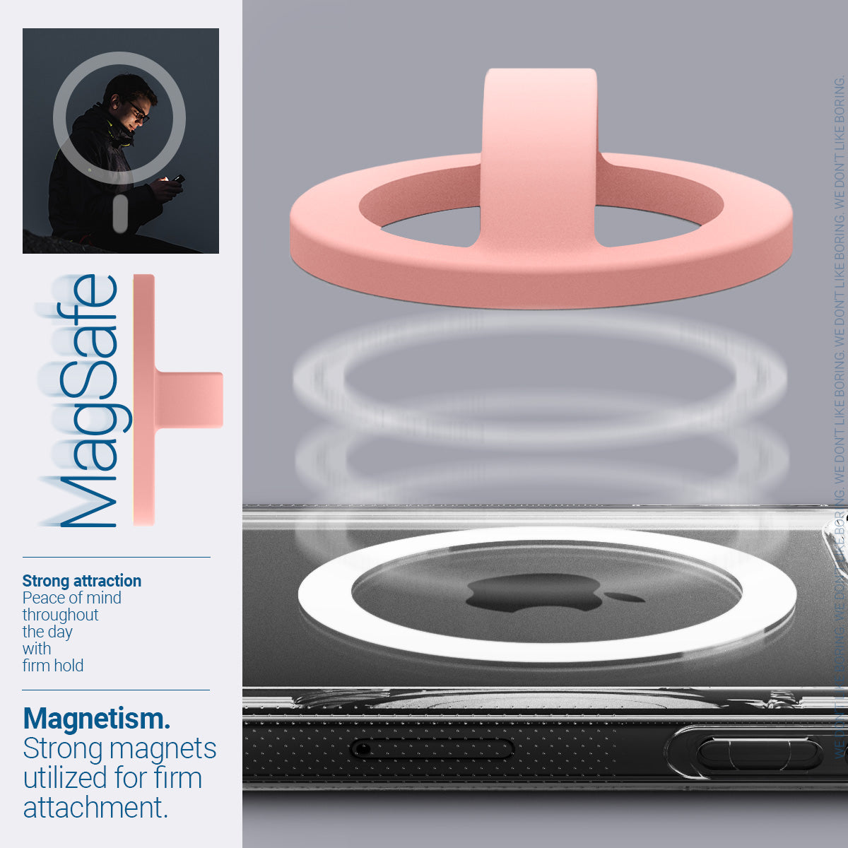 AFA07063 - MagSafe Silicone Phone Holder in pink color - Magnetism. Strong magnets utilized for firm attachment.