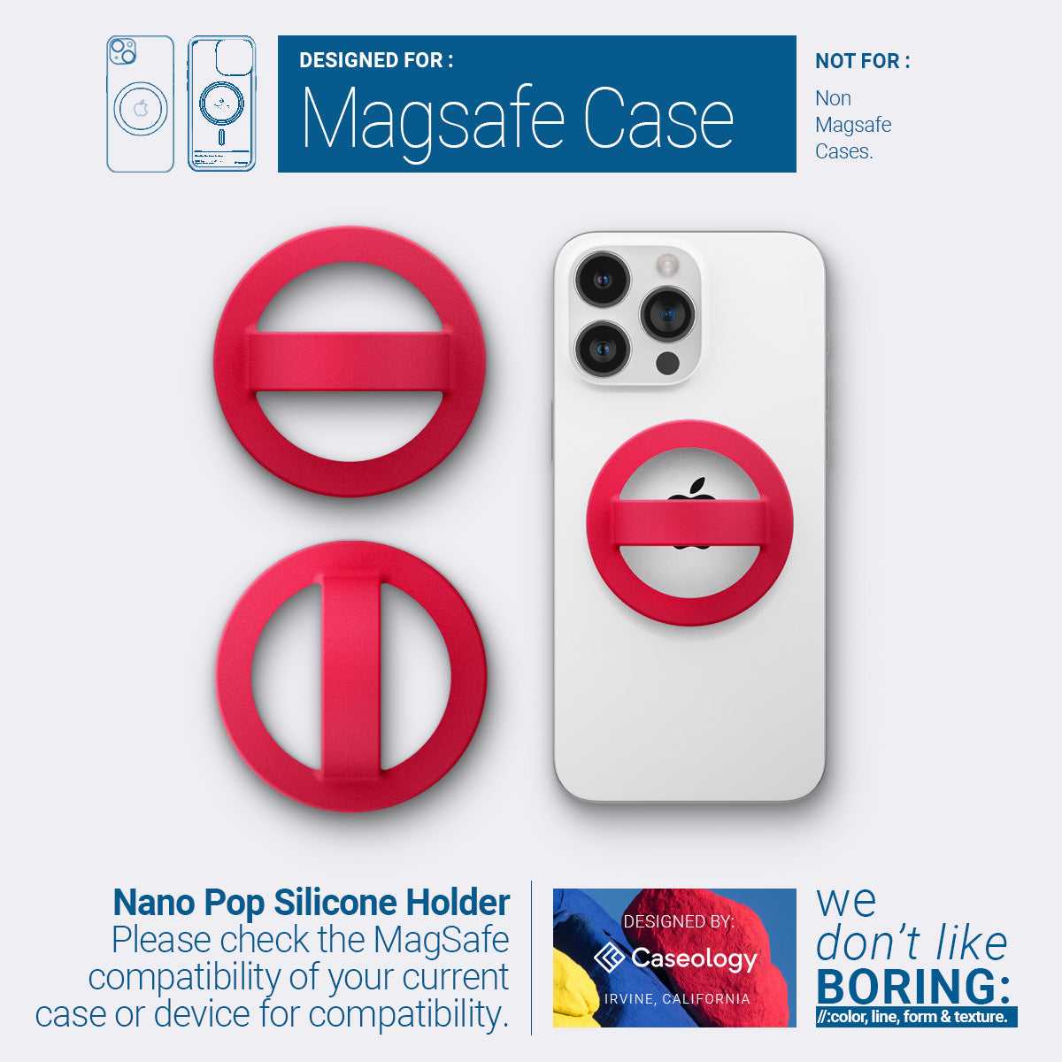 AFA07064 - MagSafe Silicone Phone Holder in red color - compatibility