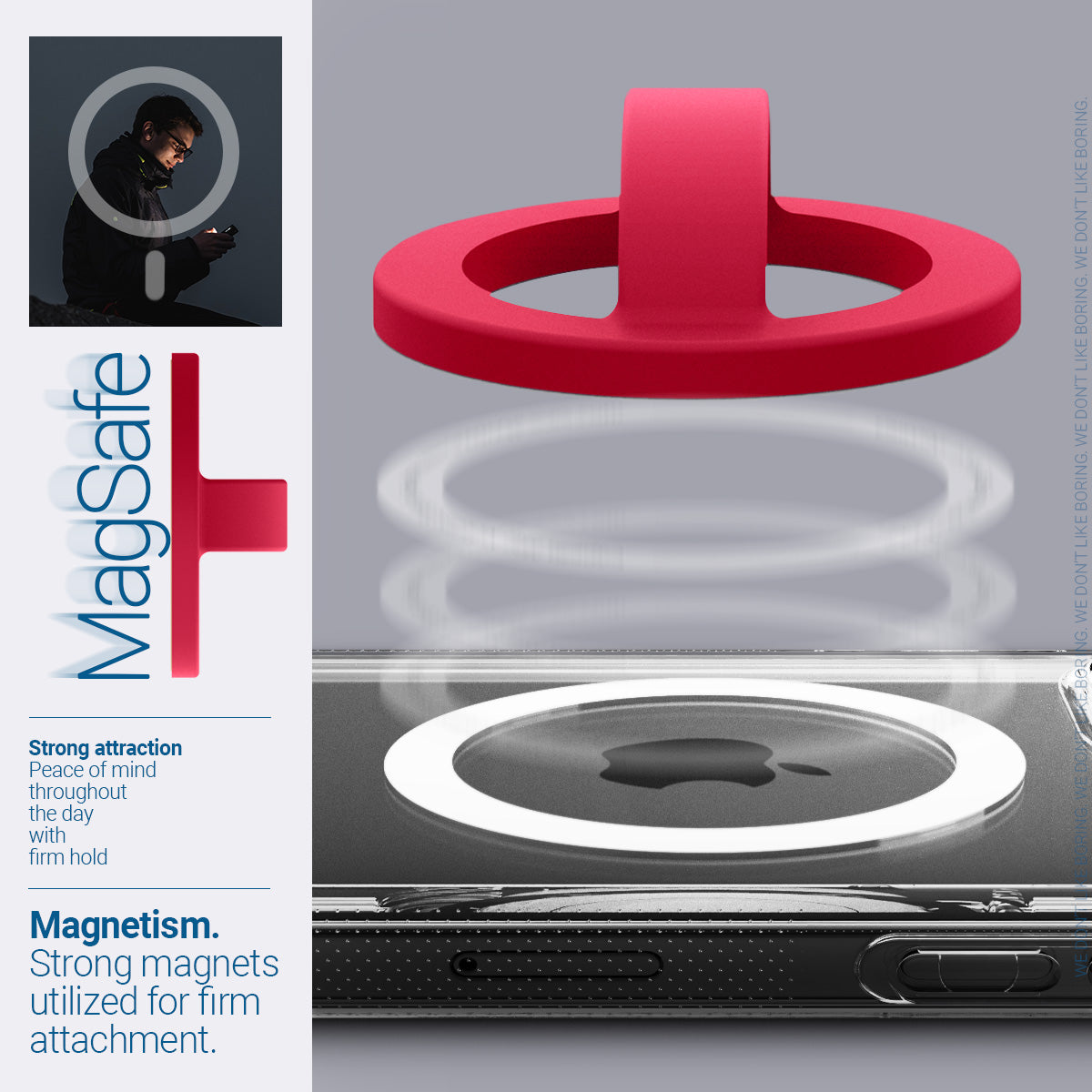 AFA07064 - MagSafe Silicone Phone Holder in red color - Magnetism. Strong magnets utilized for firm attachment.