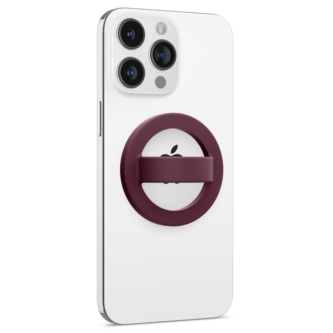 AFA07065 - MagSafe Silicone Phone Holder in burgundy color on the phone