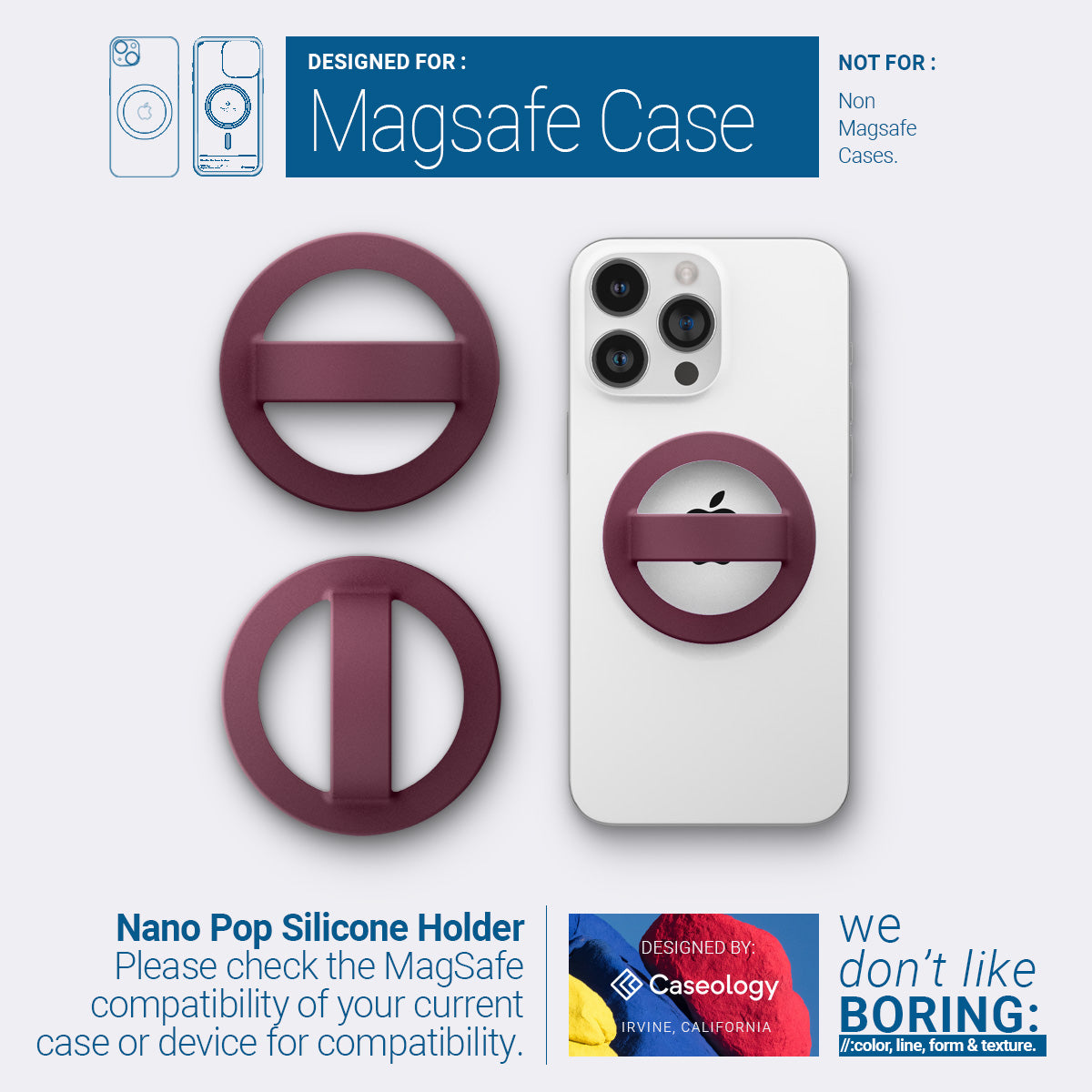 AFA07065 - MagSafe Silicone Phone Holder in burgundy color - compatibility