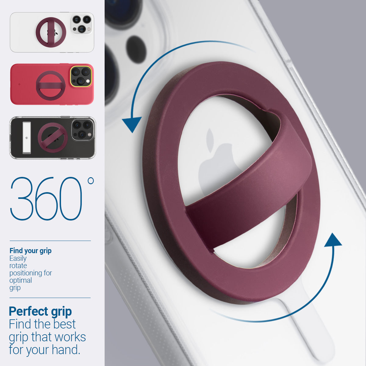 AFA07065 - MagSafe Silicone Phone Holder in burgundy color - Perfect grip. Find the best grip that works for your hand.