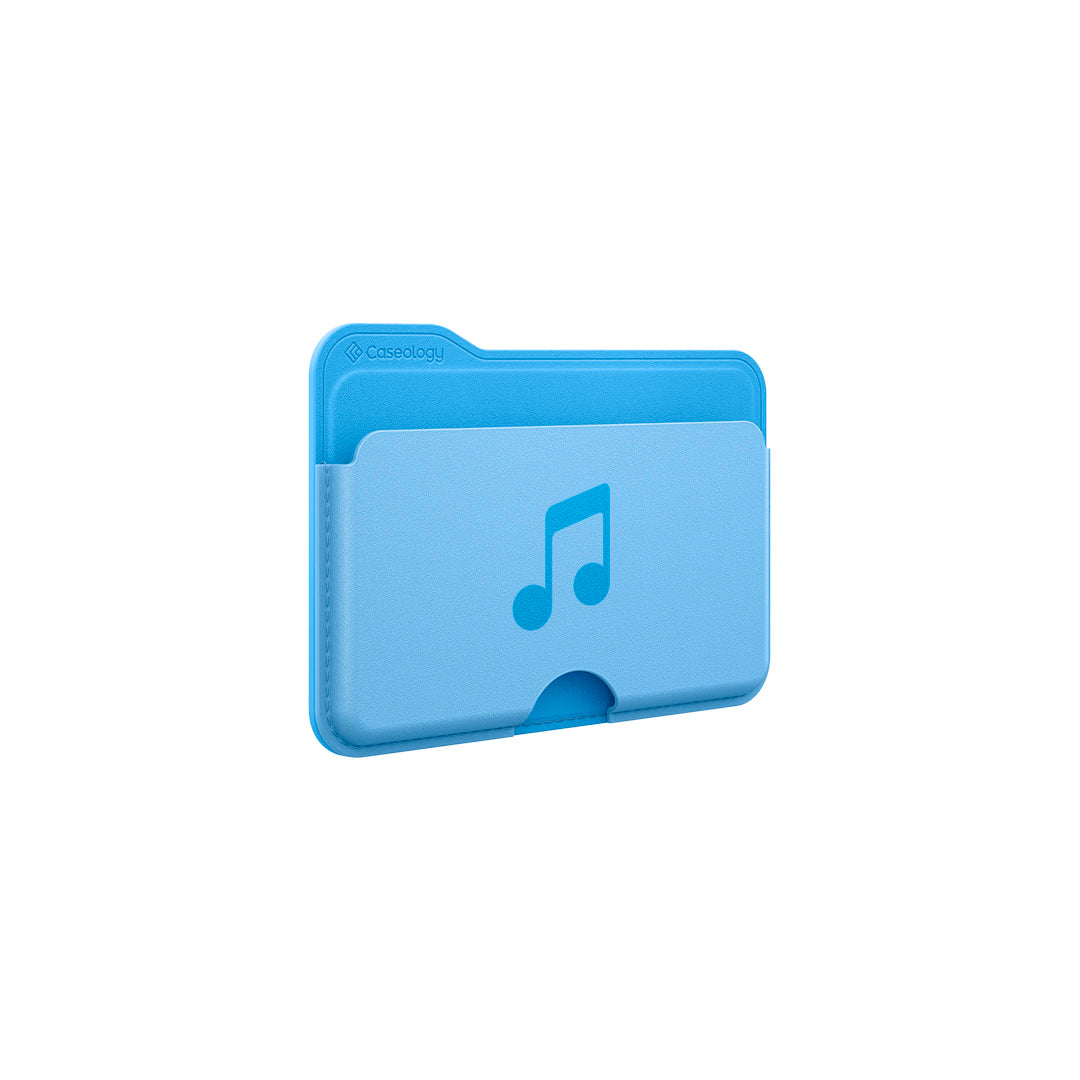 AFA07498 - Magsafe Wallet Folder Pop in Sky Blue - Music showing the front and partial side