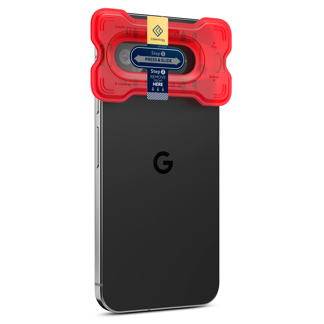 AGL08498 - Google Pixel 9 Pro XL Camera Lens Protector showing the installation tray attached to the front of the camera lens