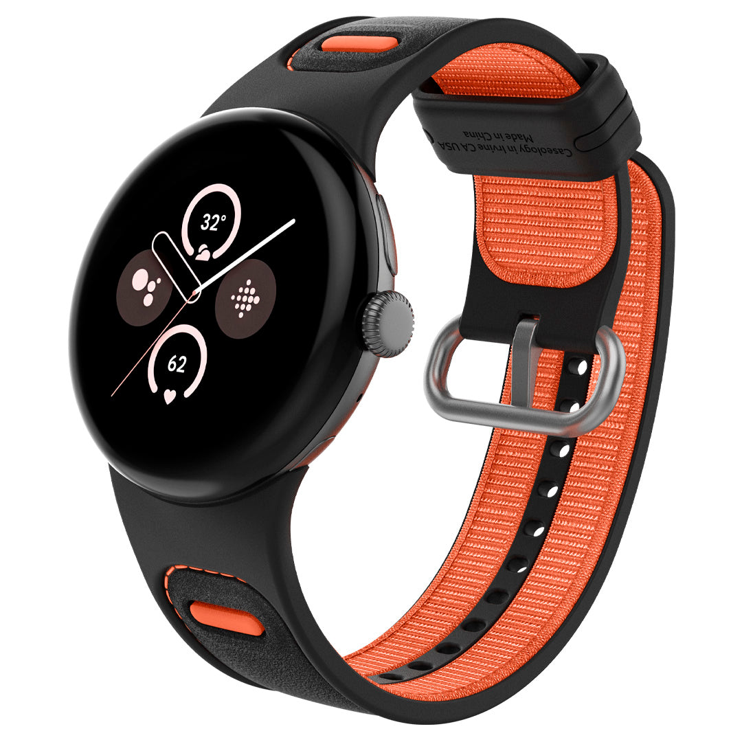 AMP07620 - Pixel Watch 3 (45mm) Athlex Band in Active Orange showing the front view of the band