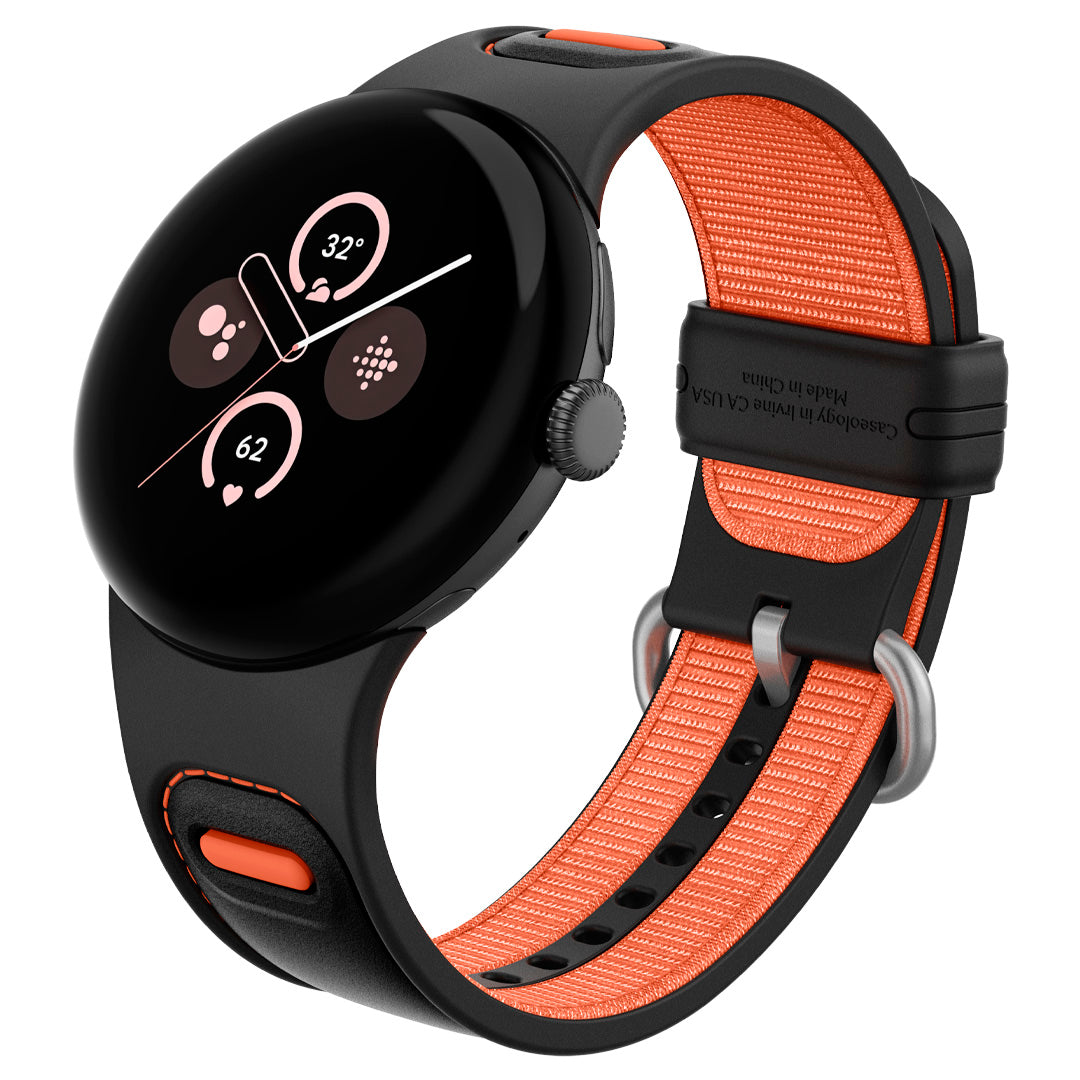 AMP07620 - Pixel Watch 3 (45mm) Athlex Band in Active Orange showing the front view of the band