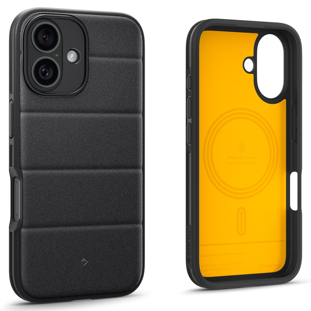 ACS08241 - iPhone 16 Athlex Mag in Black showing the back and inside of the case