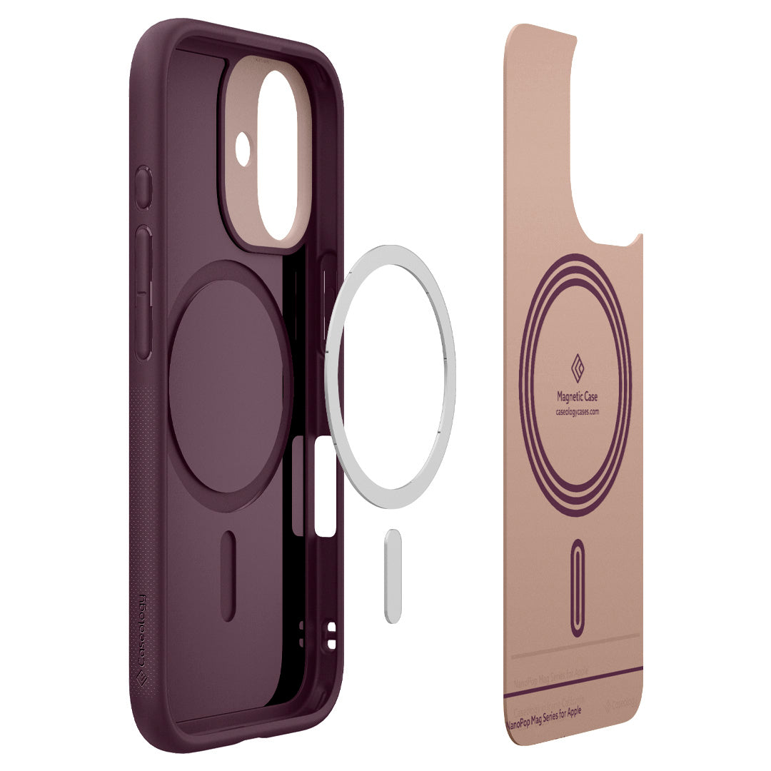 ACS08237 - iPhone 15 Nano Pop Mag Burgundy showing the Mag layers of the case