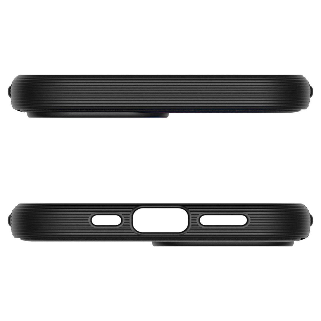 ACS08232 - iPhone 16 Parallax Mag in Black showing the top and bottom ports of the case