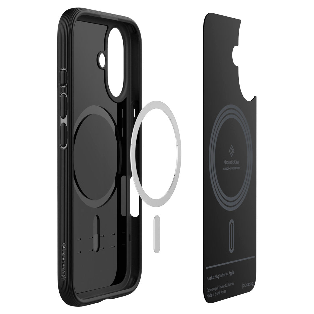 ACS08232 - iPhone 16 Parallax Mag in Black showing the Mag layers of the case