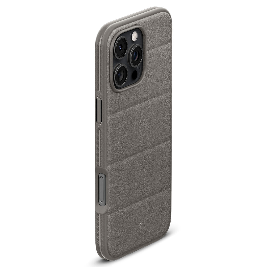 ACS08304 - iPhone 16 Pro Athlex Mag in Active Gray showing the side cutout of the case