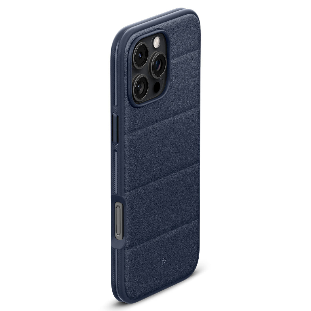 ACS08177 - iPhone 16 Pro Athlex Mag in Active Navy showing the side cutouts of the case