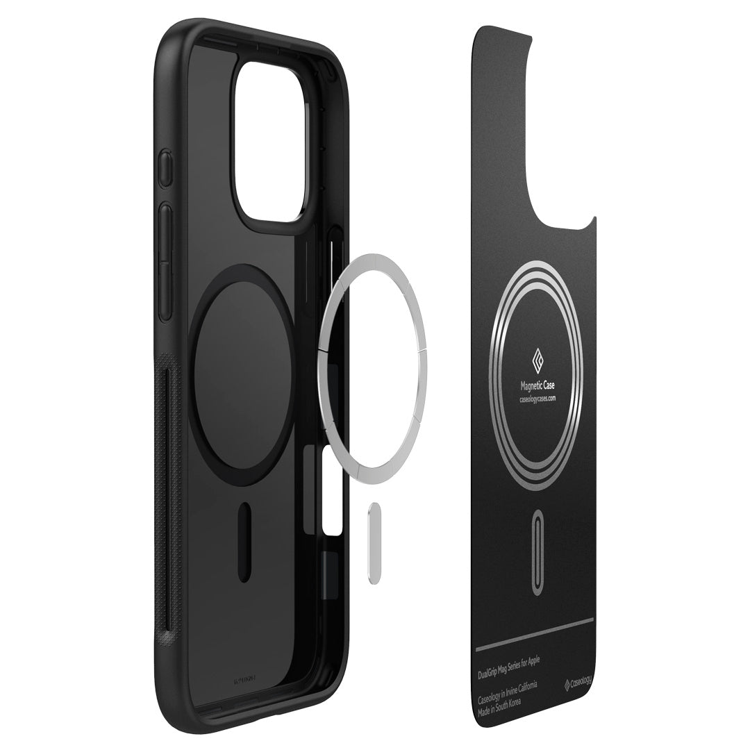 ACS08049 - iPhone 16 Pro Max Dual Grip in Black showing the Mag layers of the case