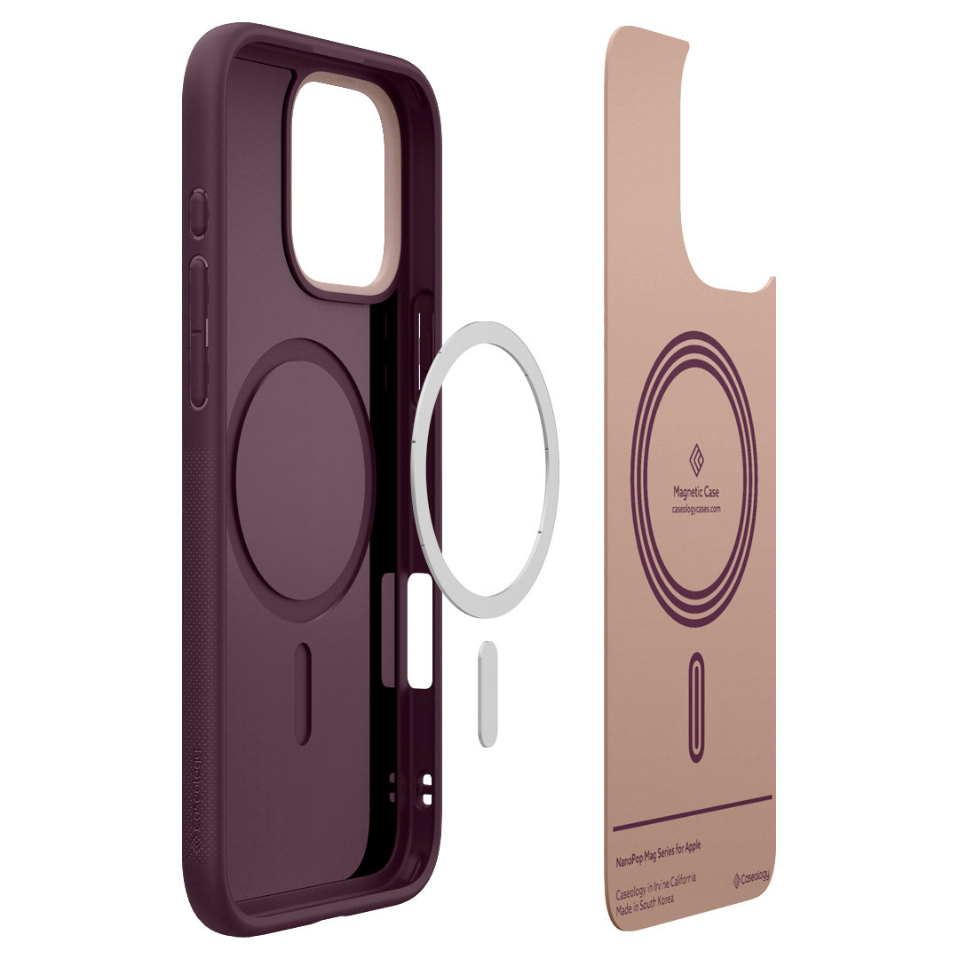 ACS08044 - iPhone 16 Pro Max NanoPop Mag in Burgundy showing the Mag layers of the case