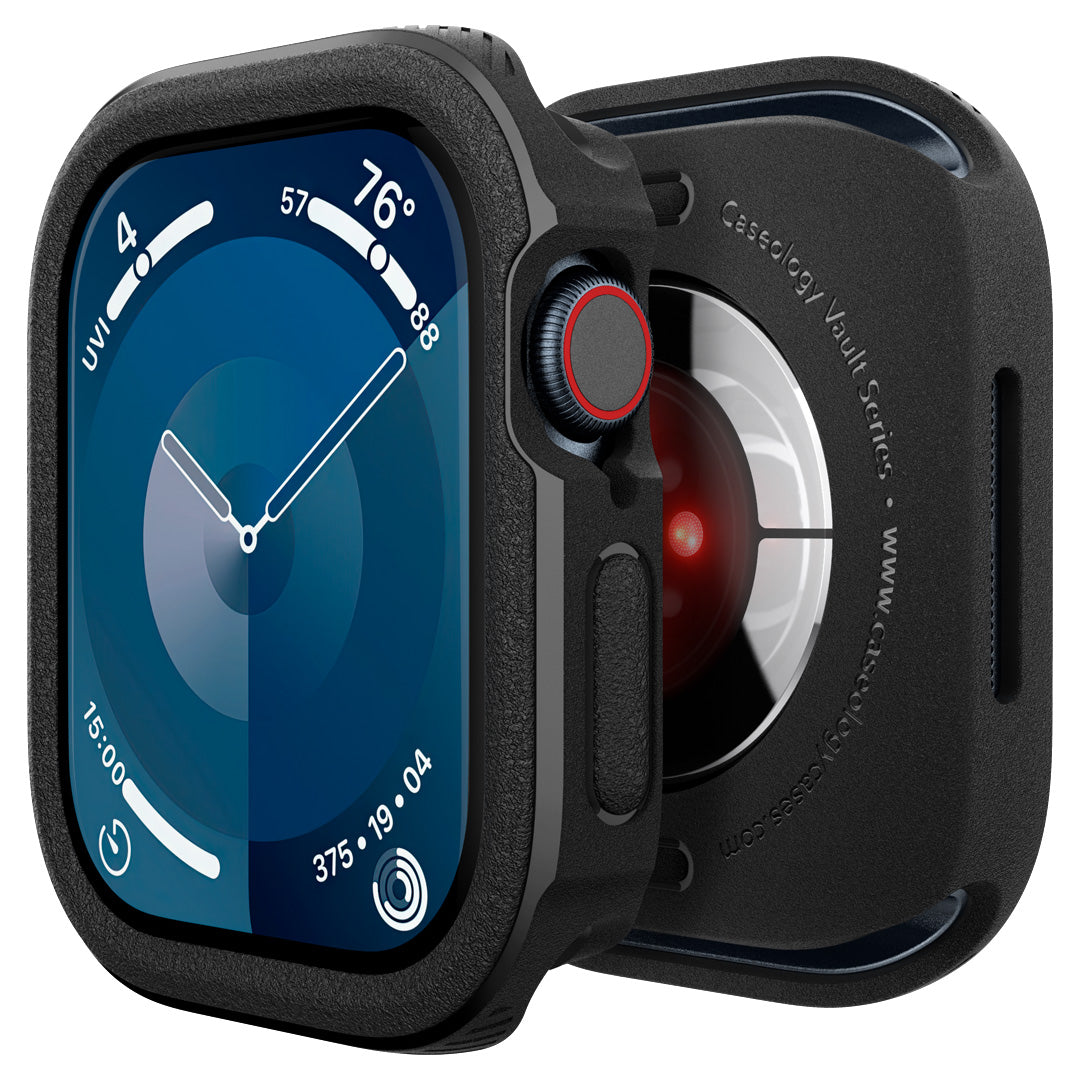 ACS08595 - Apple Watch 10 Vault in Black showing the front and back of the case