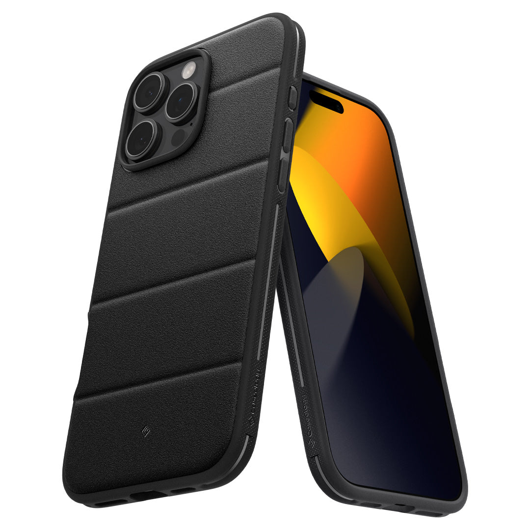 ACS08176 - iPhone 16 Pro Athlex Mag in Active Black showing the back and front of the case