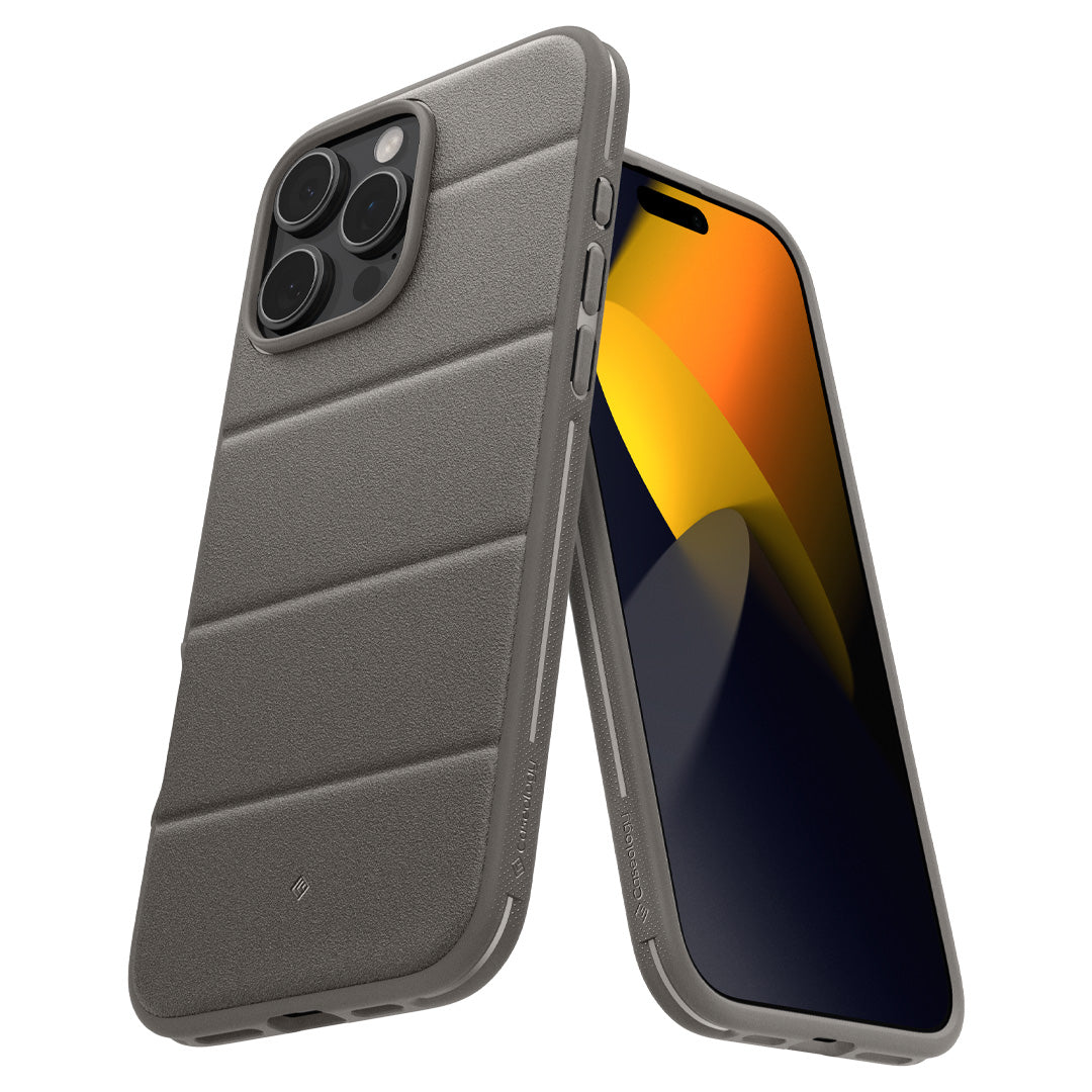 ACS08304 - iPhone 16 Pro Athlex Mag in Active Gray showing the back and front of the case