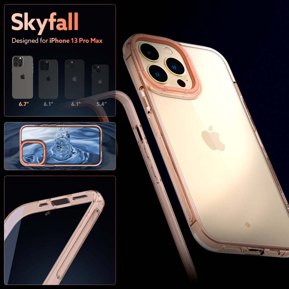 Caseology Skyfall Compatible with iPhone 13 Pro Max Case Clear for iPhone 13 Pro Max Clear Case (2021) for Women & Men - Royal Rose Gold