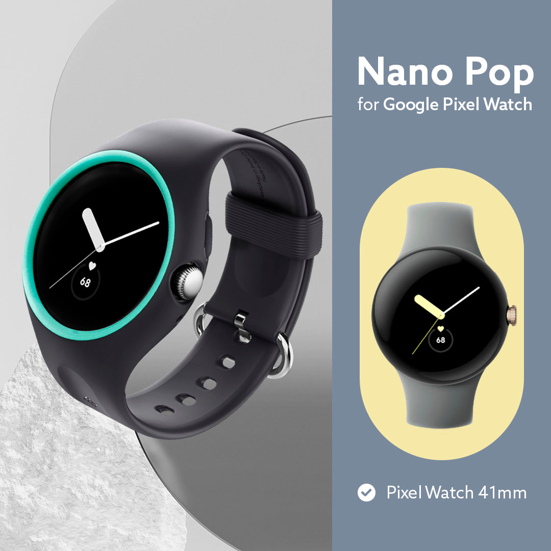 ACS05232 - Pixel Watch Case + Band Nano Pop in prune charcoal showing the nano pop for the Google Pixel Watch. Available for Pixel Watch 41mm.