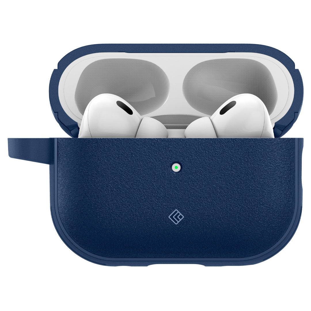 ACS05425 - Airpods Pro (2nd generation) Vault in Navy Blue showing the front with cover fully open