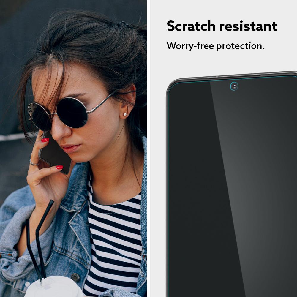 AFL02556 - Galaxy S21 Film Screen Protector showing the scratch resistant, worry-free protection