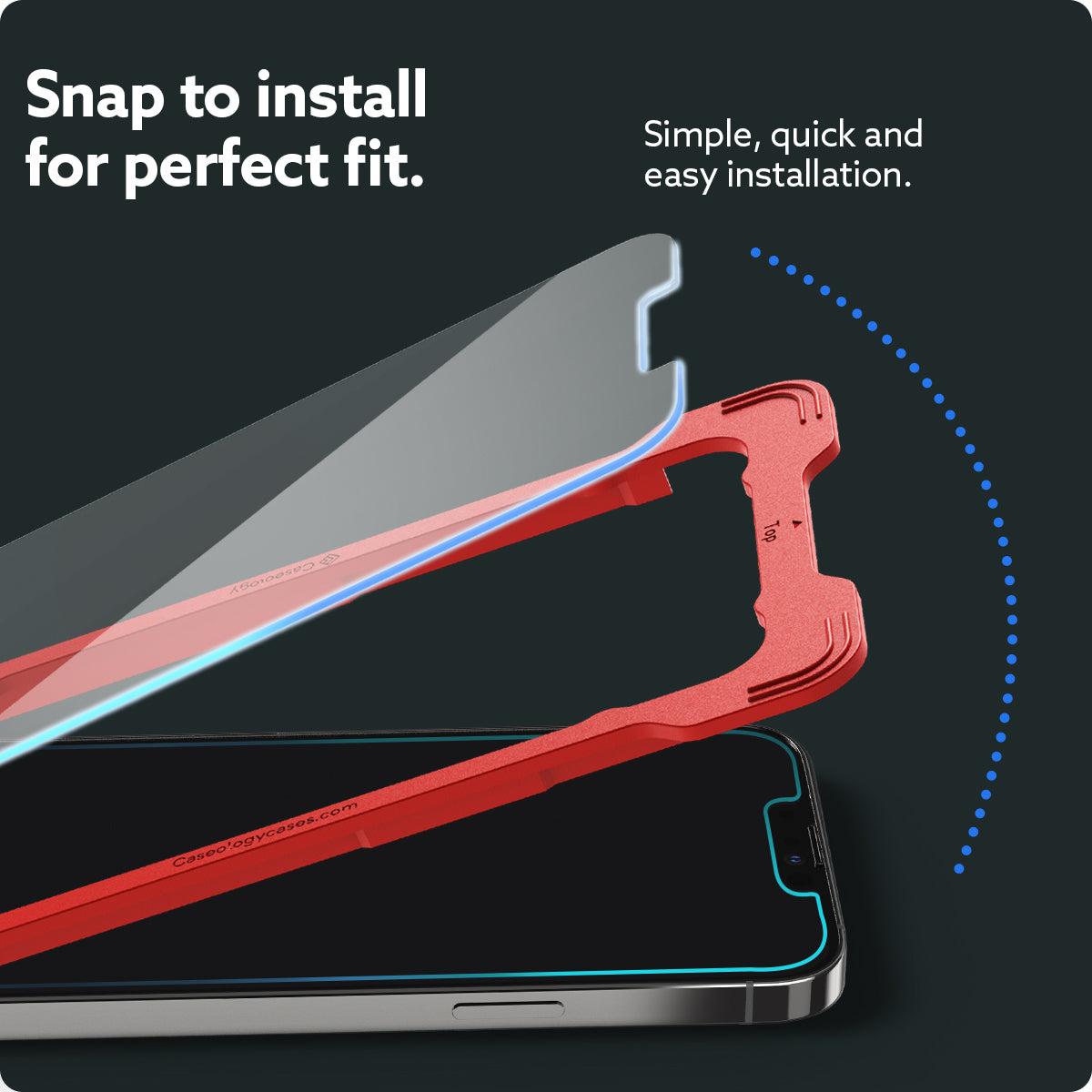 AGL03414 - iPhone 14 Plus / 13 Pro Max Snap Fit (2P) in Clear showing the snap to install for perfect fit, simple, quick and easy installation