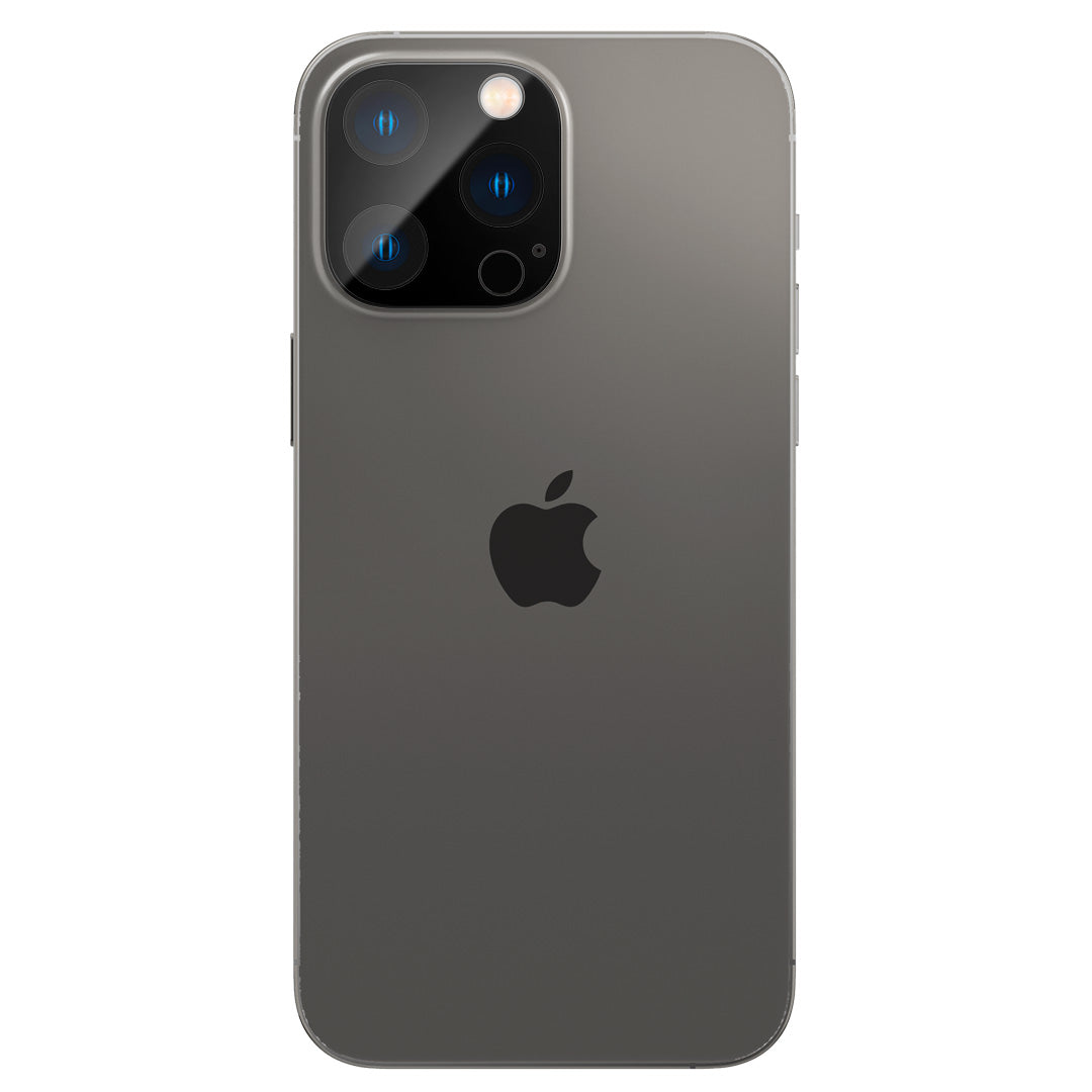 AGL05292 - iPhone 14 Pro Max Optik in Black showing the back of the device with lens protector installed